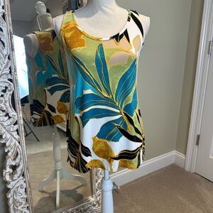 Chico's Multi-colored Leaf Print Blouse